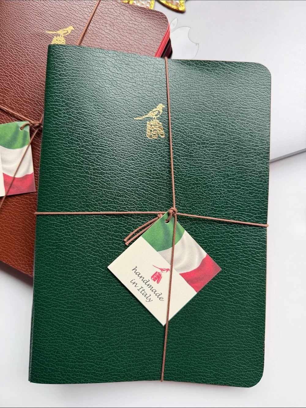 Bieffe Set of 6 Handmade Italian Notebooks - Dark Green & Red